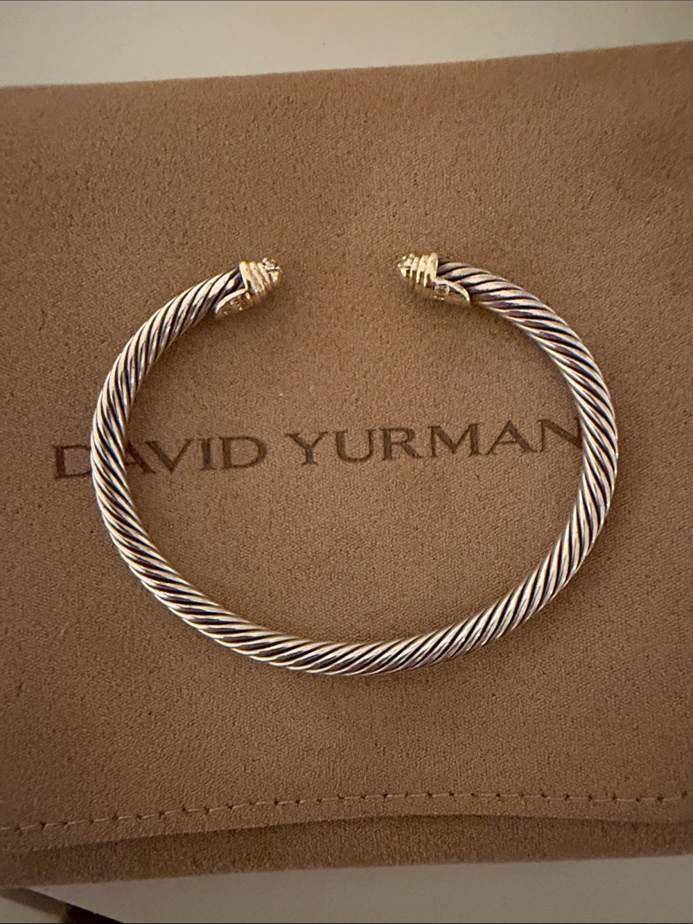 David Yurman Two-Tone Twisted Cable Cuff Diamonds